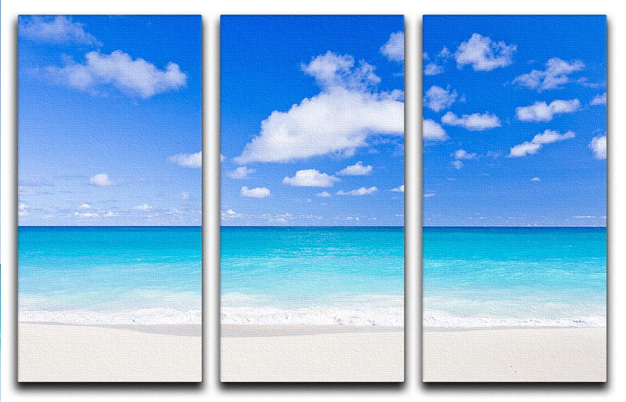 Foul Bay Barbados 3 Split Panel Canvas Print showcasing vibrant beach scenery in three panels.