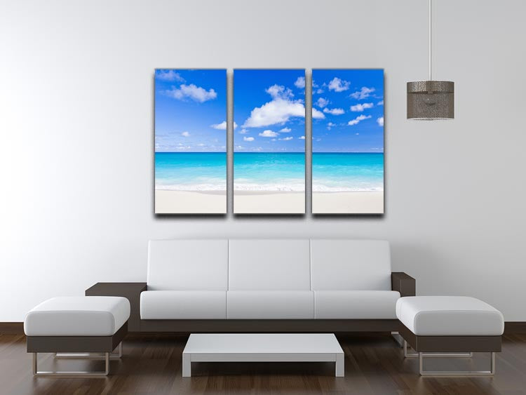 Foul Bay Barbados 3 Split Panel Canvas Print showcasing vibrant beach scenery in three panels.