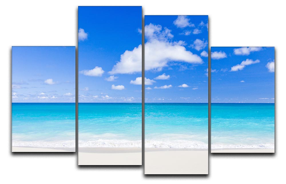 Foul Bay Barbados 4 Split Panel Canvas artwork showcasing a vibrant tropical scene divided into four panels.