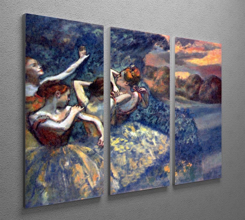 Three-panel canvas print featuring Degas's Four Dancers artwork, showcasing elegant dancers in motion.