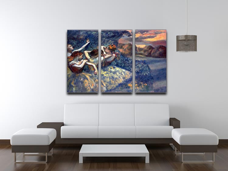 Three-panel canvas print featuring Degas's Four Dancers artwork, showcasing elegant dancers in motion.