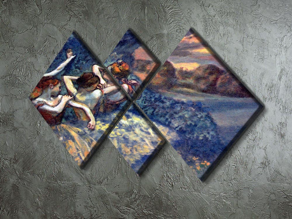 Four Dancers by Degas multi-panel canvas artwork featuring four elegant ballet dancers in motion, beautifully arranged in a square format.