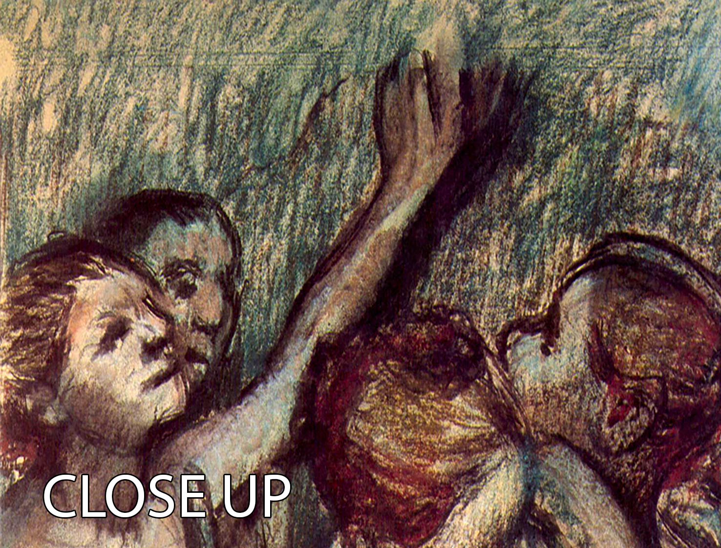 Three-panel canvas print featuring Degas' Four Dancers in Half Figure, showcasing elegant dancers in motion.