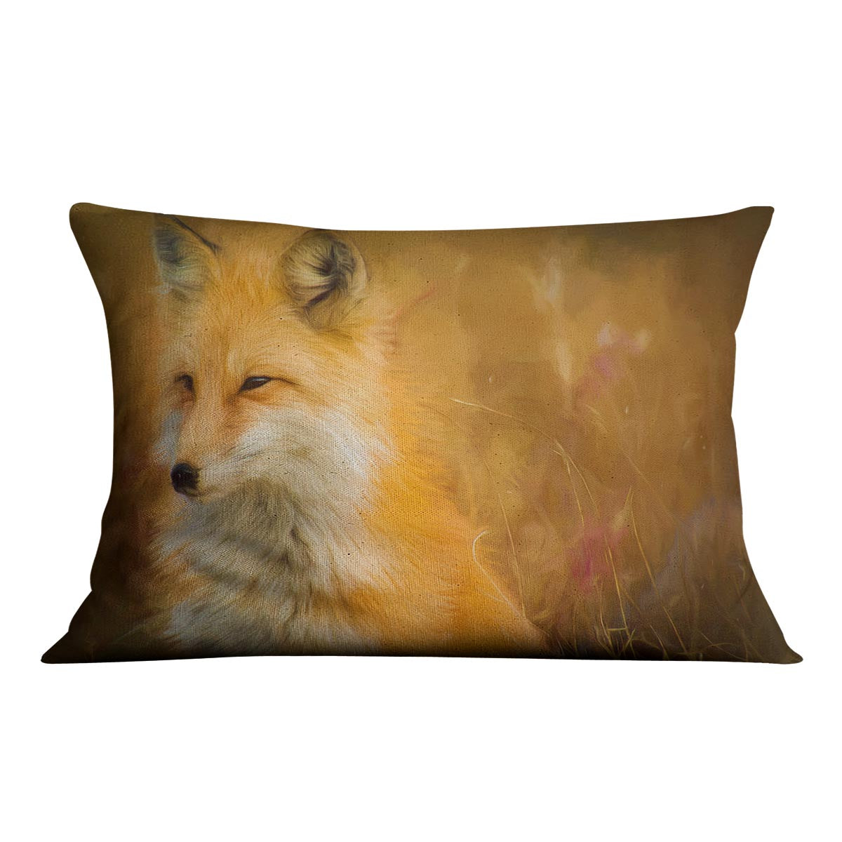 A vibrant Fox Painting Cushion featuring abstract designs on luxurious vegan faux suede, perfect for home decor.