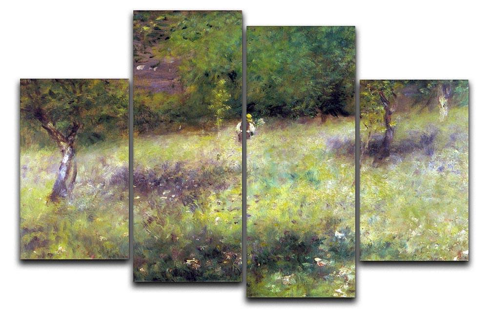Frahling in Chatou by Renoir 4 Split Panel Canvas showcasing vibrant colors and intricate details across four panels.