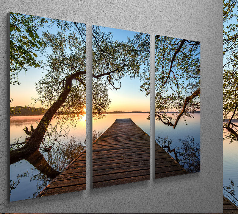 A beautifully framed 3-panel canvas print showcasing vibrant artwork, perfect for home decor.