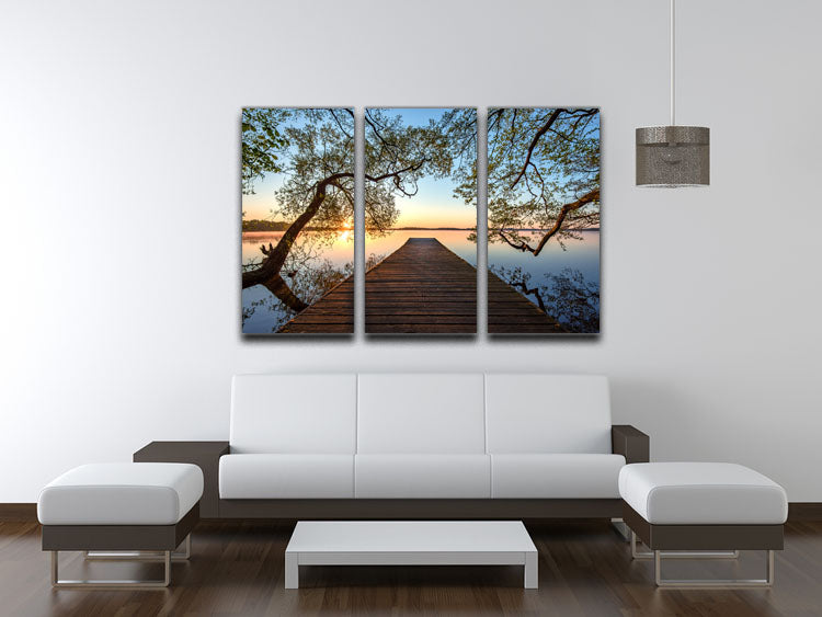 A beautifully framed 3-panel canvas print showcasing vibrant artwork, perfect for home decor.