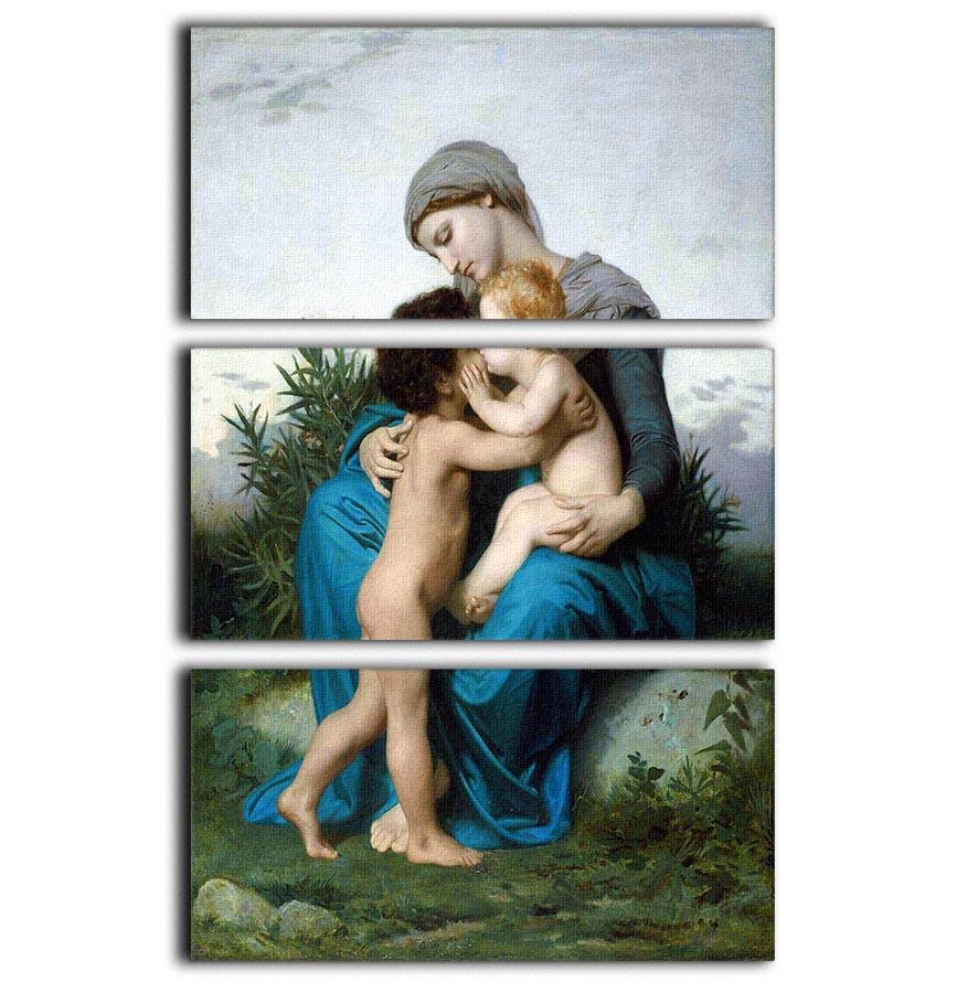 Fraternal Love By Bouguereau 3 Split Panel Canvas Print showcasing elegant artwork in three panels.