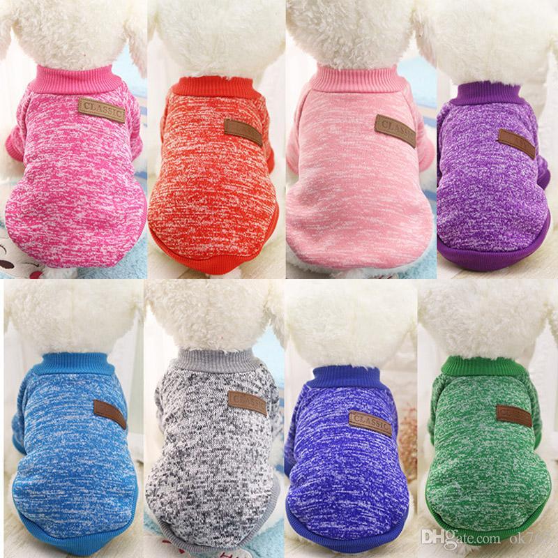 A cozy Classics Pet Dog Sweater Coat in multiple colors, designed for autumn and winter wear, suitable for both dogs and cats.