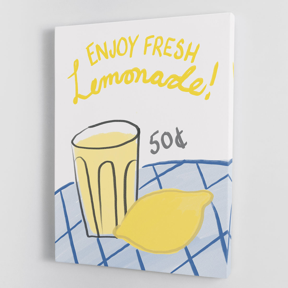 A vibrant Fresh Lemonade Canvas Print featuring bright lemons and refreshing colors, perfect for home decor.
