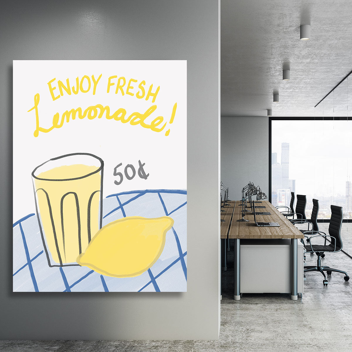 A vibrant Fresh Lemonade Canvas Print featuring bright lemons and refreshing colors, perfect for home decor.