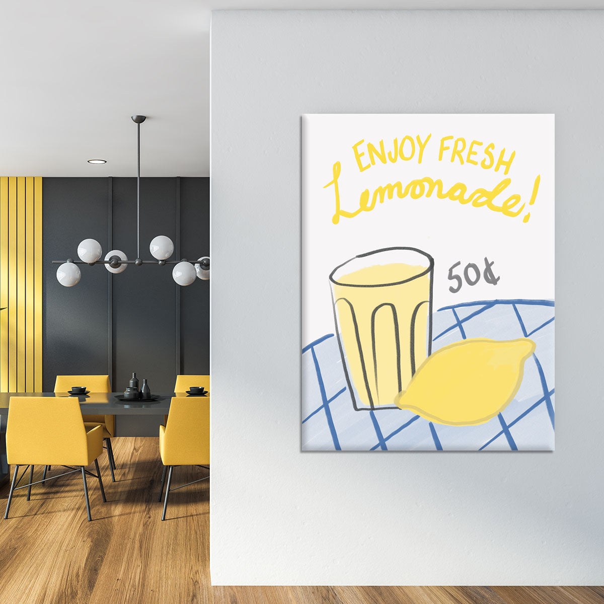 A vibrant Fresh Lemonade Canvas Print featuring bright lemons and refreshing colors, perfect for home decor.