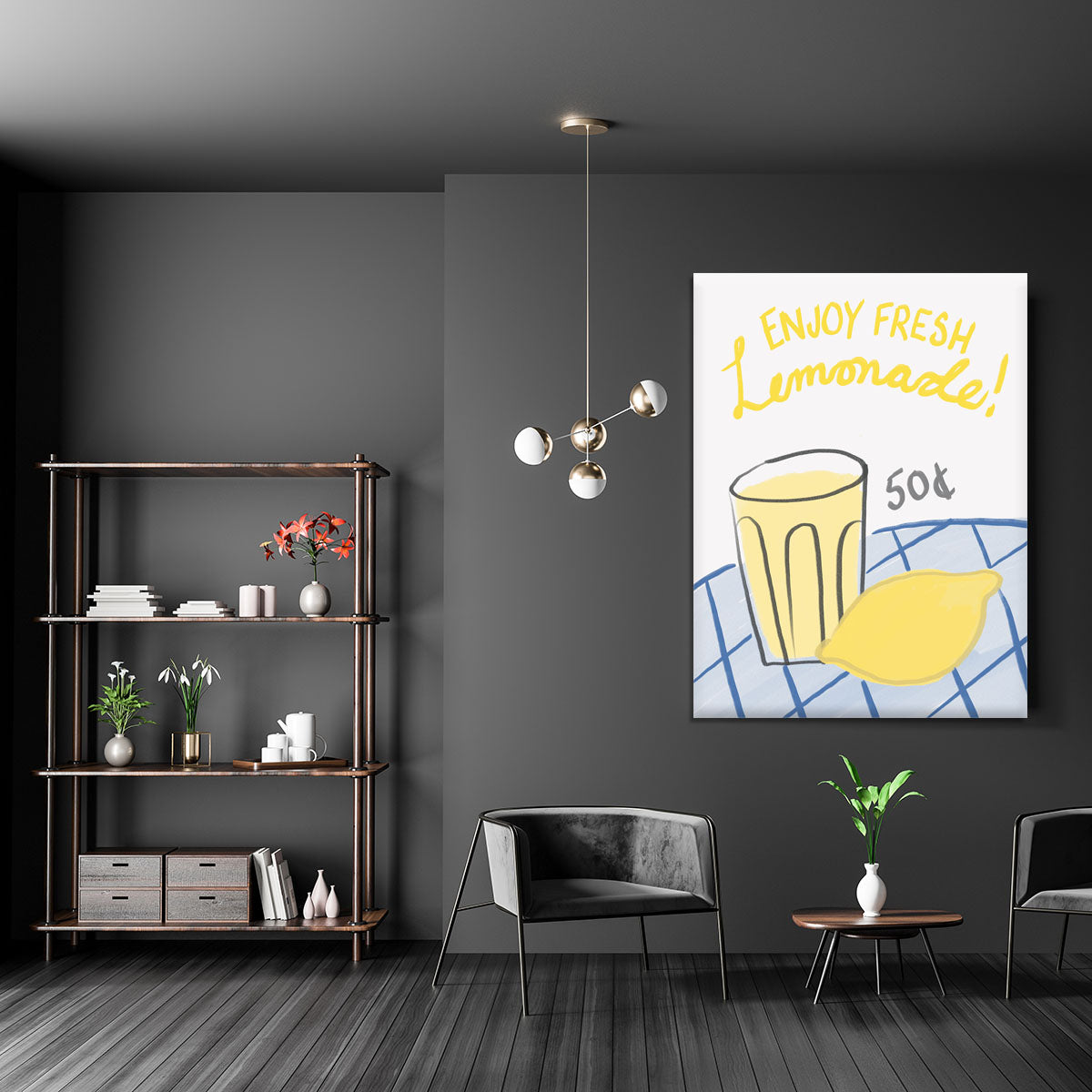 A vibrant Fresh Lemonade Canvas Print featuring bright lemons and refreshing colors, perfect for home decor.