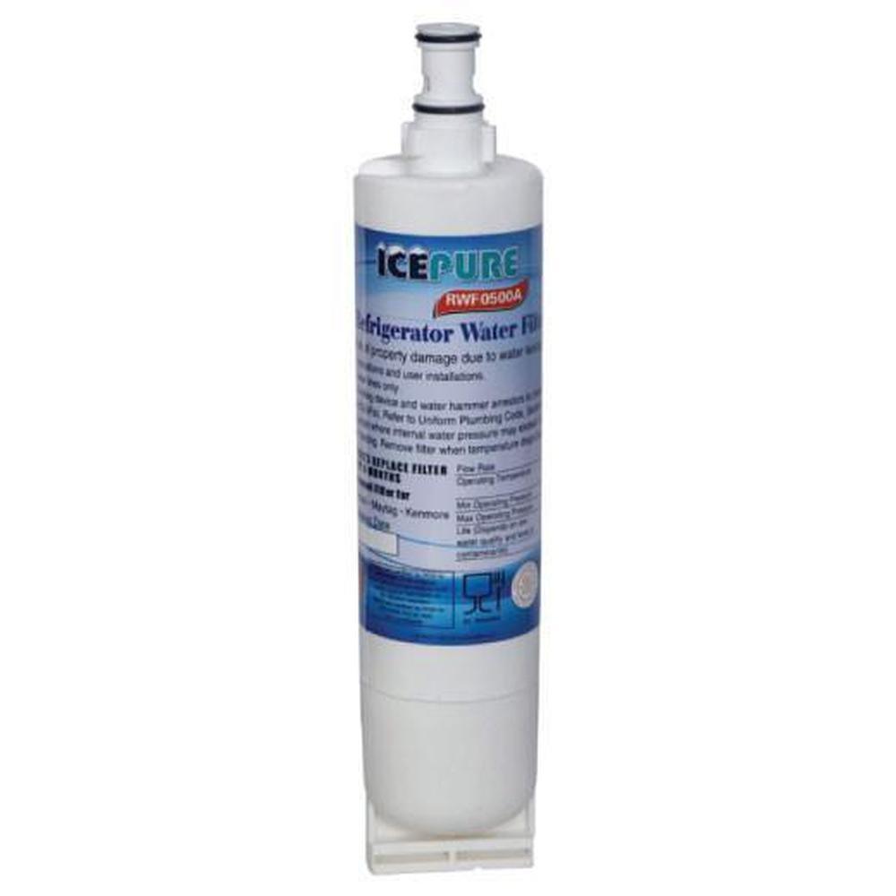 IcePure RFC0500A RWF0500A fridge water filter cartridge for Whirlpool 4396508, designed for effective water filtration.