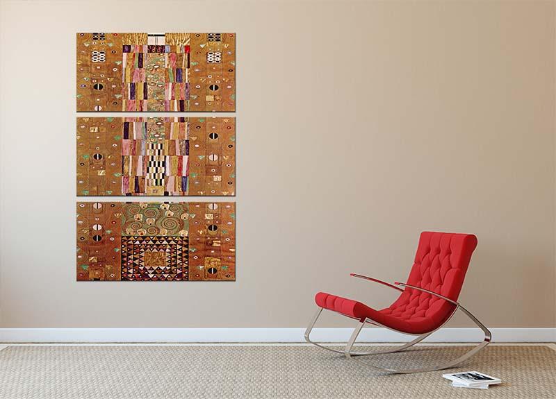 Frieze by Klimt 3 Split Panel Canvas Print showcasing vibrant colors and intricate designs across three panels.