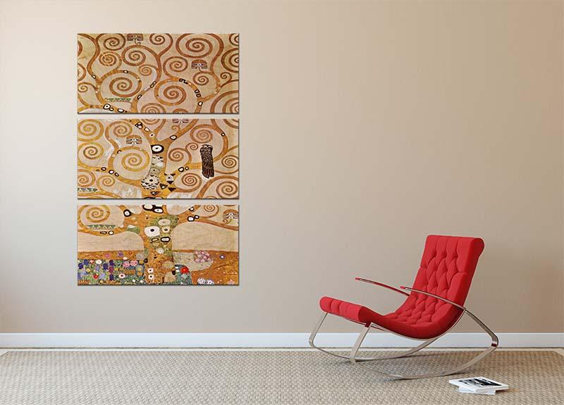 Frieze II by Klimt 3-panel canvas print showcasing vibrant colors and intricate designs, perfect for home decor.