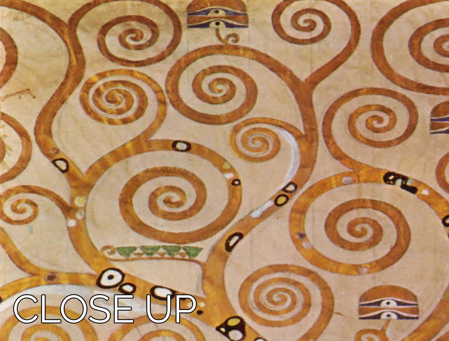 Frieze II by Klimt 3-panel canvas print showcasing vibrant colors and intricate designs, perfect for home decor.