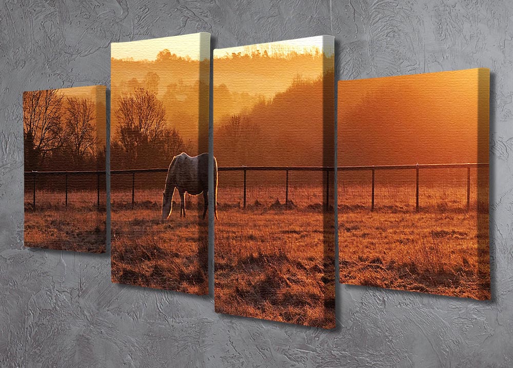 Frosty Morning 4 Split Panel Canvas artwork featuring serene winter landscape divided into four panels.