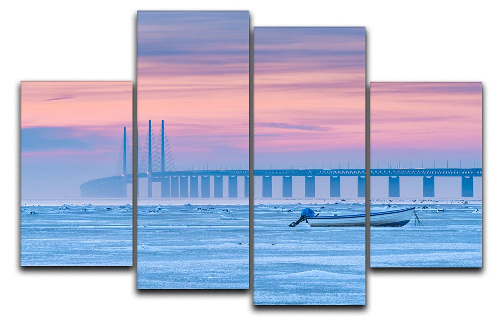 A stunning Frozen Sea 4 Split Panel Canvas artwork featuring icy landscapes divided into four equal sections, creating a cohesive and dynamic visual effect.
