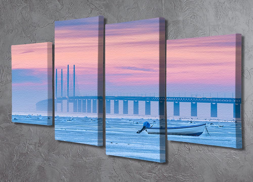 A stunning Frozen Sea 4 Split Panel Canvas artwork featuring icy landscapes divided into four equal sections, creating a cohesive and dynamic visual effect.