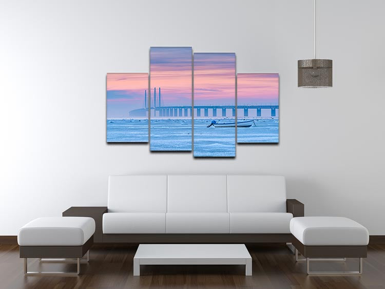 A stunning Frozen Sea 4 Split Panel Canvas artwork featuring icy landscapes divided into four equal sections, creating a cohesive and dynamic visual effect.