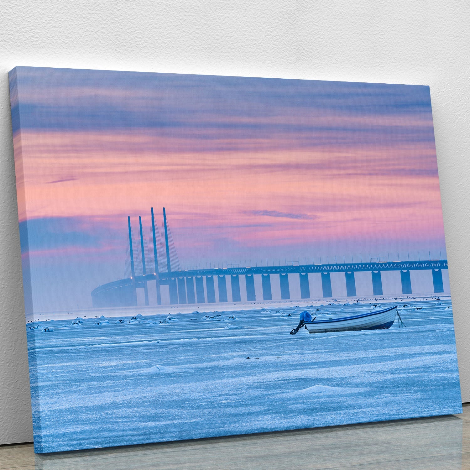 A beautiful Frozen Sea Canvas Print showcasing serene icy waters and a tranquil atmosphere, perfect for home decor.