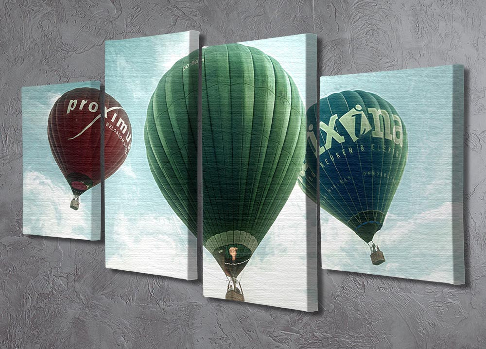 A vibrant full colour 4 split panel canvas artwork showcasing a dynamic design divided into four equal sections, perfect for home decor.