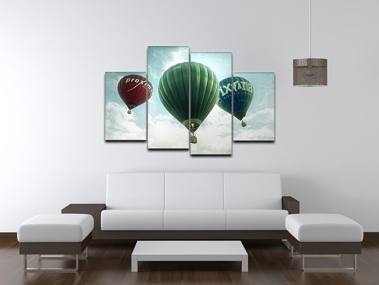 A vibrant full colour 4 split panel canvas artwork showcasing a dynamic design divided into four equal sections, perfect for home decor.