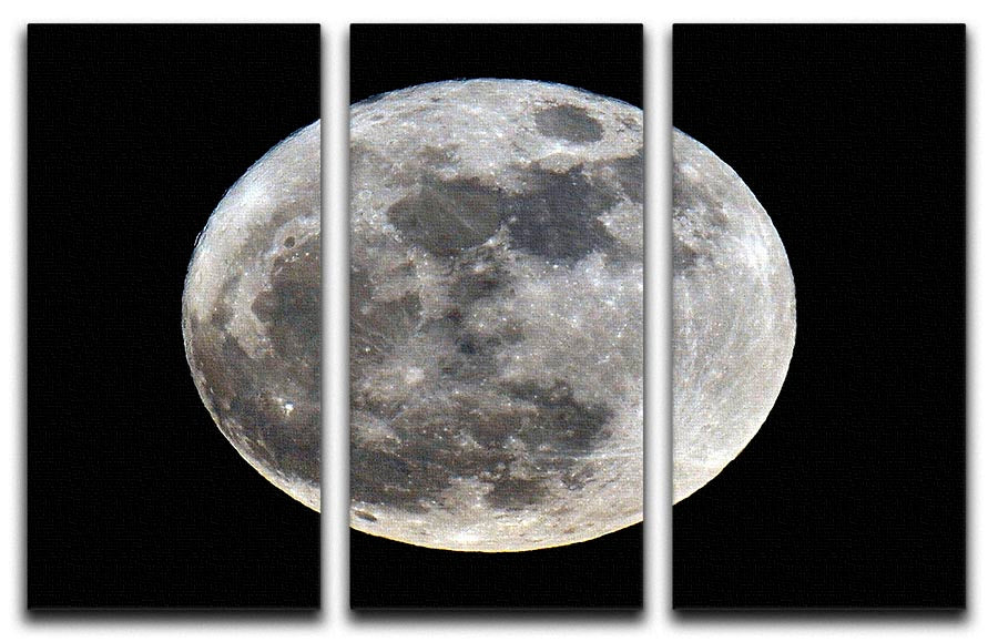 A stunning 3-panel canvas print featuring a full moon, enhancing any room's decor with elegance.