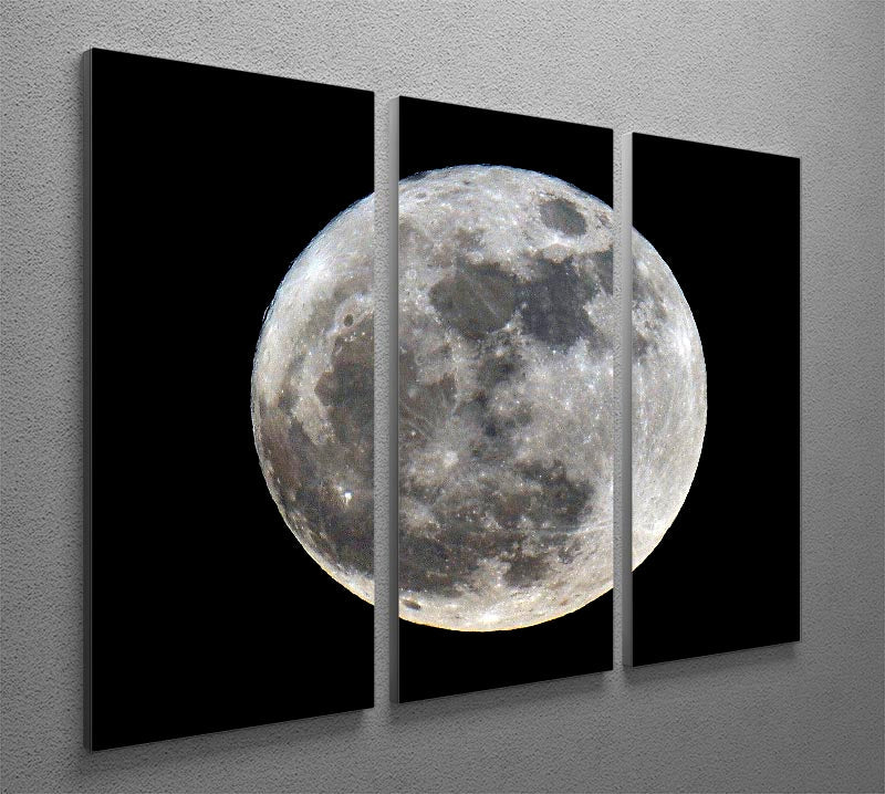A stunning 3-panel canvas print featuring a full moon, enhancing any room's decor with elegance.