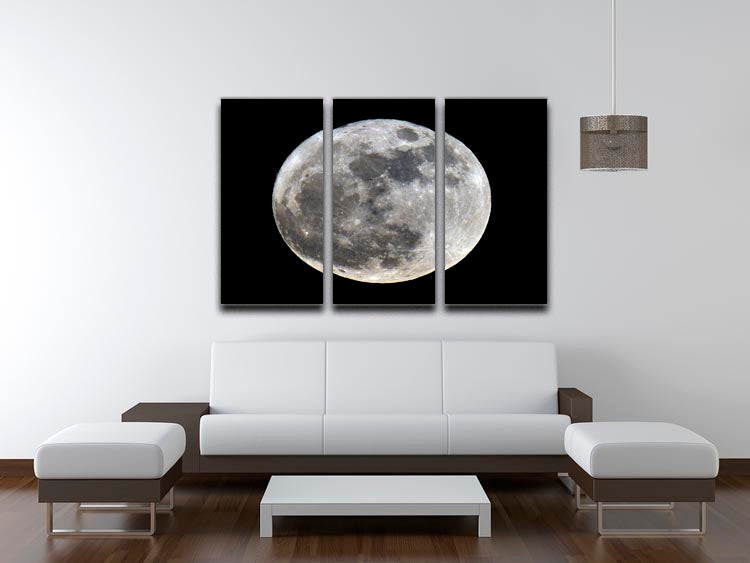 A stunning 3-panel canvas print featuring a full moon, enhancing any room's decor with elegance.