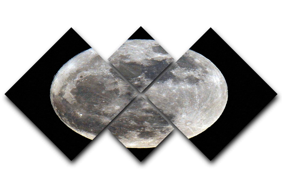 A beautiful 4-square canvas artwork featuring a full moon design, divided into four equal panels, showcasing vibrant colors and intricate details.