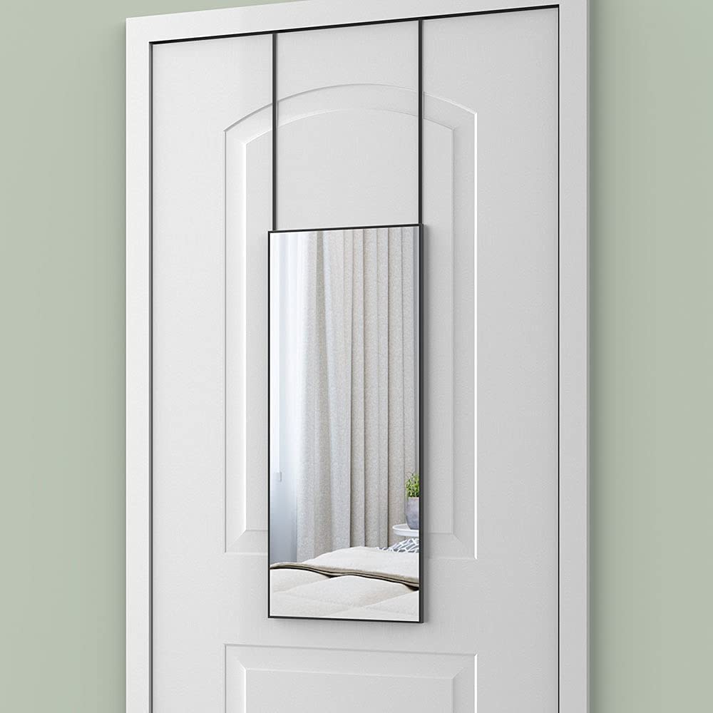 A sleek black full-length mirror measuring 80 x 34 cm, designed for standing or wall mounting, perfect for bedrooms and bathrooms.