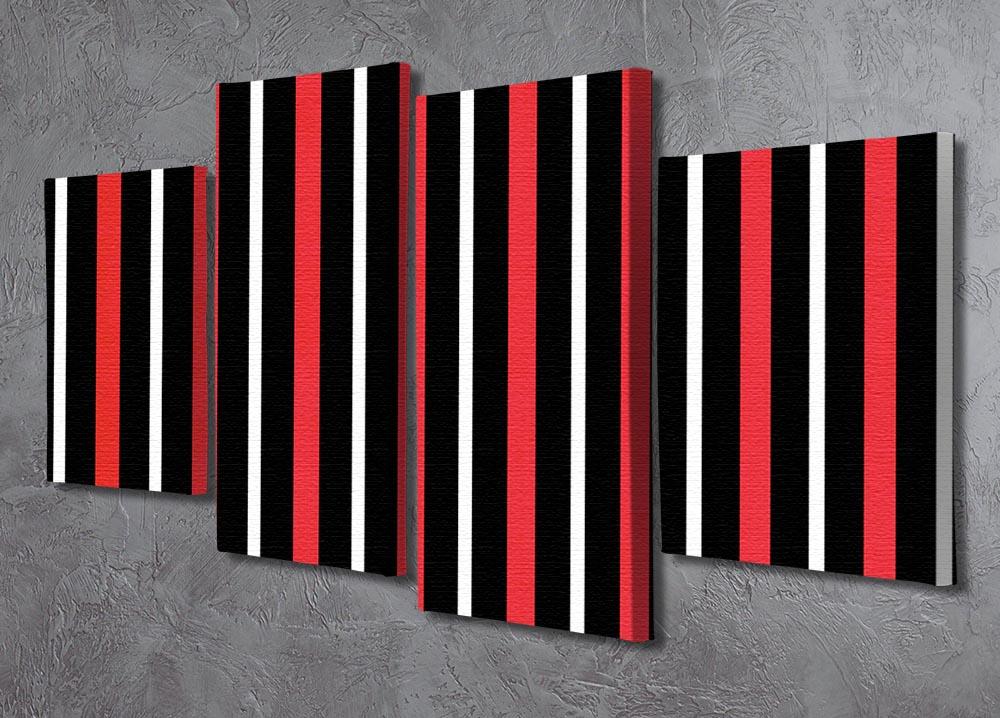 Funky Stripes FS4 4 Split Panel Canvas featuring vibrant colors and dynamic striped design, arranged in four separate panels.