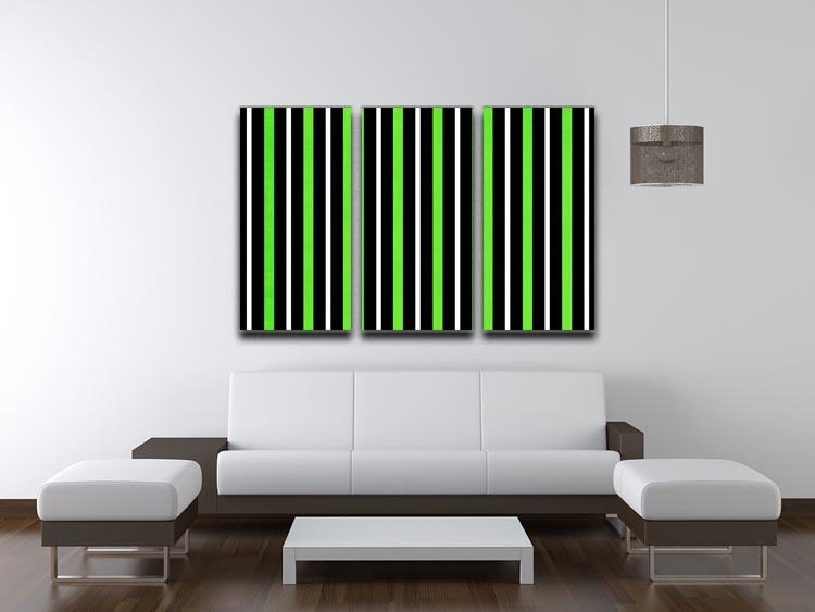Funky Stripes FS5 3 Split Panel Canvas Print showcasing vibrant colors and modern design, perfect for enhancing any interior space.