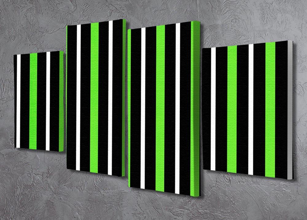 Funky Stripes FS5 4 Split Panel Canvas featuring vibrant colors and a unique design, displayed in a modern living space.