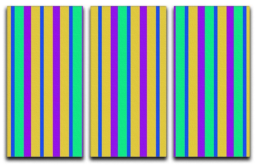 Funky Stripes Multi 2 3 Split Panel Canvas Print showcasing vibrant colors and modern design, perfect for enhancing any room's decor.