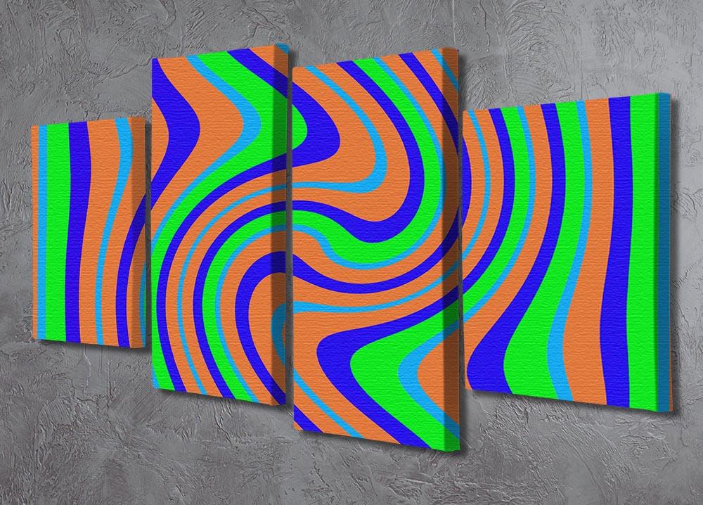 Funky Stripes Swirl 1 4 Split Panel Canvas featuring vibrant colors and a unique design, perfect for modern decor.