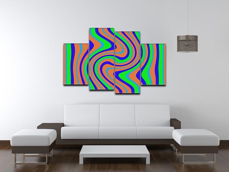Funky Stripes Swirl 1 4 Split Panel Canvas featuring vibrant colors and a unique design, perfect for modern decor.