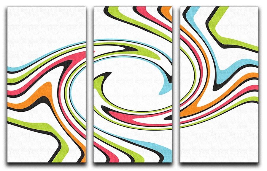 Funky Twirl 3 Split Panel Canvas Print showcasing vibrant colors and modern design, perfect for enhancing any room's decor.
