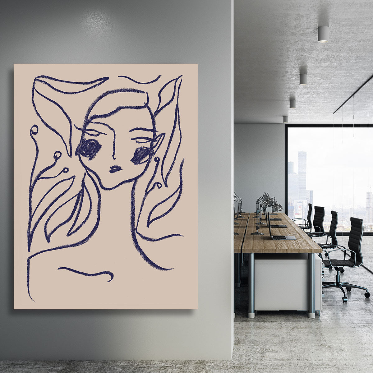 Gaia Blue Canvas Print showcasing vibrant blue hues and modern design, perfect for home or office decor.