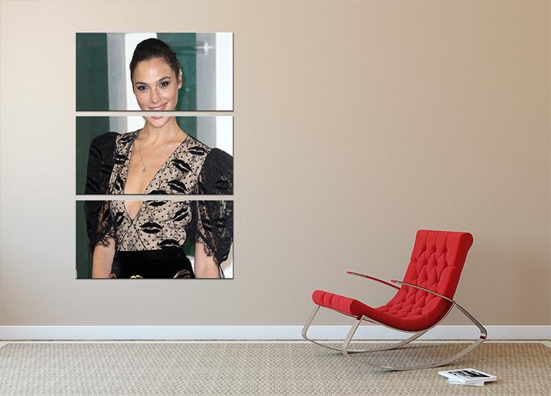 Gal Gadot 3 Split Panel Canvas Print featuring three high-quality canvases with captivating design, perfect for home decor.