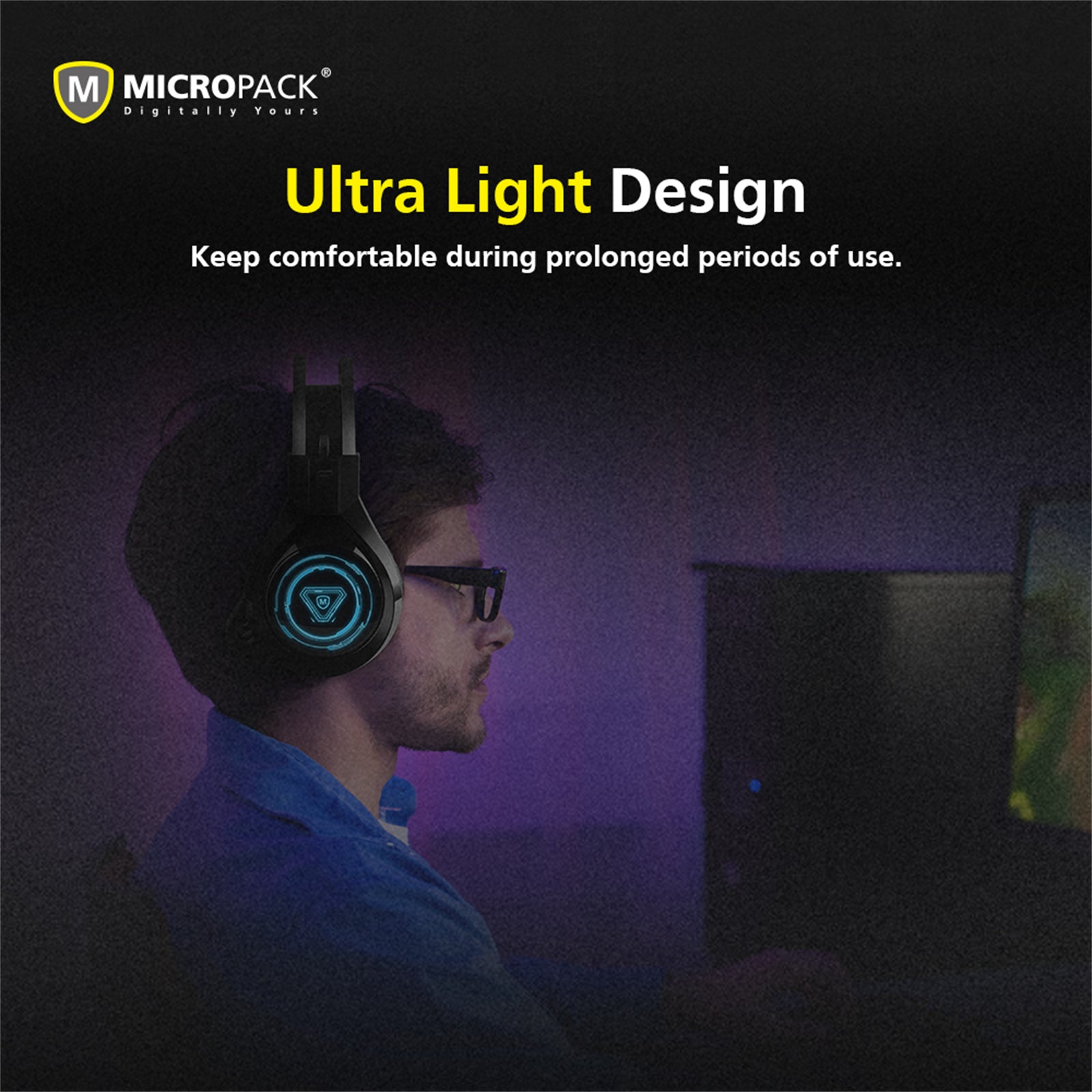 Gaming headset featuring leather earmuffs, omnidirectional microphone, and colorful LED lights for immersive gaming experience.