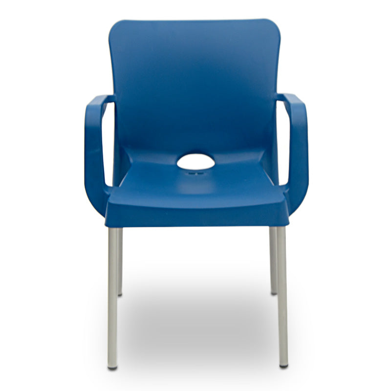 Garden Armchair PARIS in dark blue with metal legs, perfect for outdoor use.