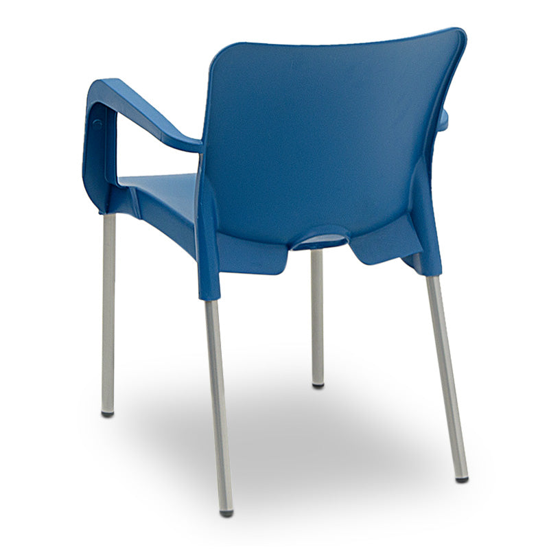 Garden Armchair PARIS in dark blue with metal legs, perfect for outdoor use.