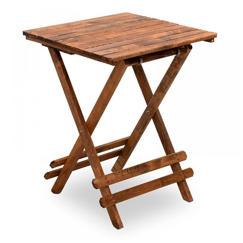 DUCHESS Garden Dining Set featuring a 60x60cm wooden table and two director's chairs with walnut finish and ecru cloth.