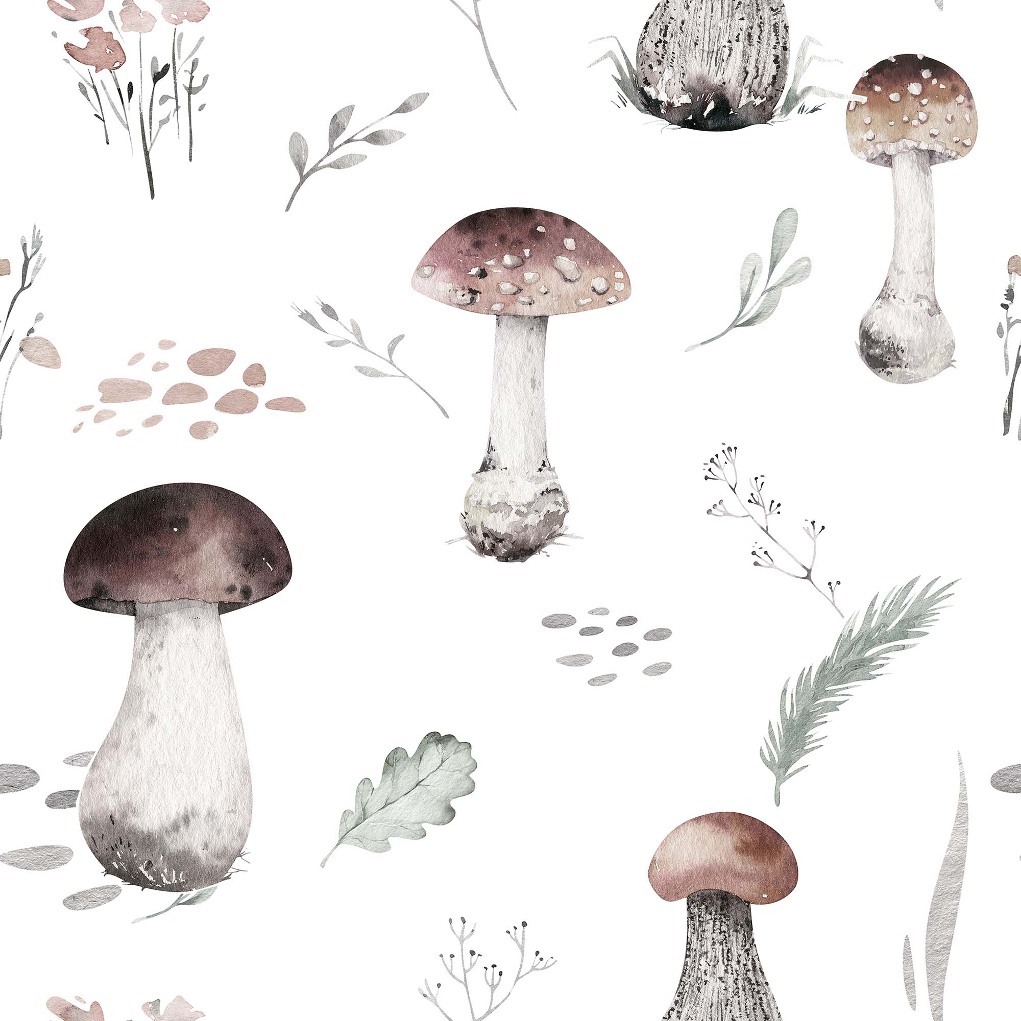 Garden Mushroom Wallpaper showcasing vintage botanical designs in a beautifully decorated room.