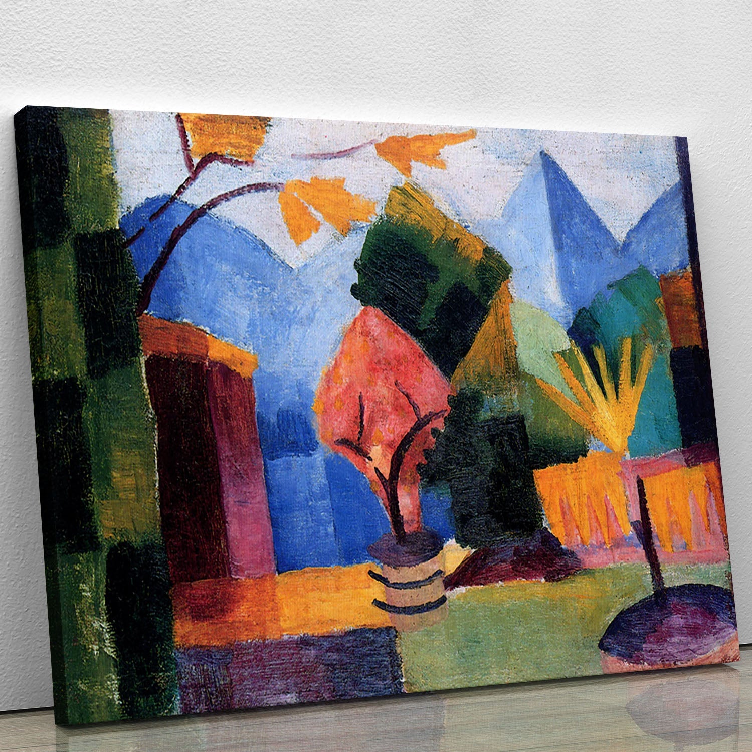 Canvas print of Garden on the Lake of Thun by Macke, showcasing vibrant colors and serene nature scene.