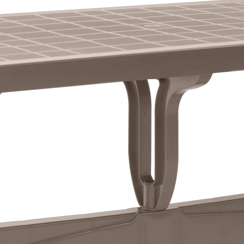 NARUTO Cappuccino Garden Table measuring 120x70x73cm, made of durable polypropylene, featuring an umbrella holder.