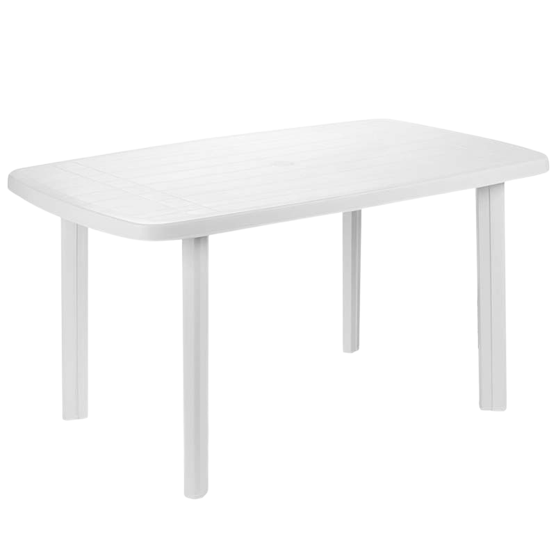 RAMONA Garden Table in white, measuring 137x85x72cm, made of durable polypropylene, suitable for indoor and outdoor use.